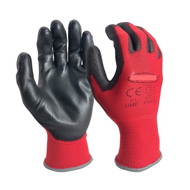 24 Pcs/12 Paires de Gants de Protection Professionnels pour Hommes et Femmes, Construction, Jardin, Nylon Rouge, Confort Respirant