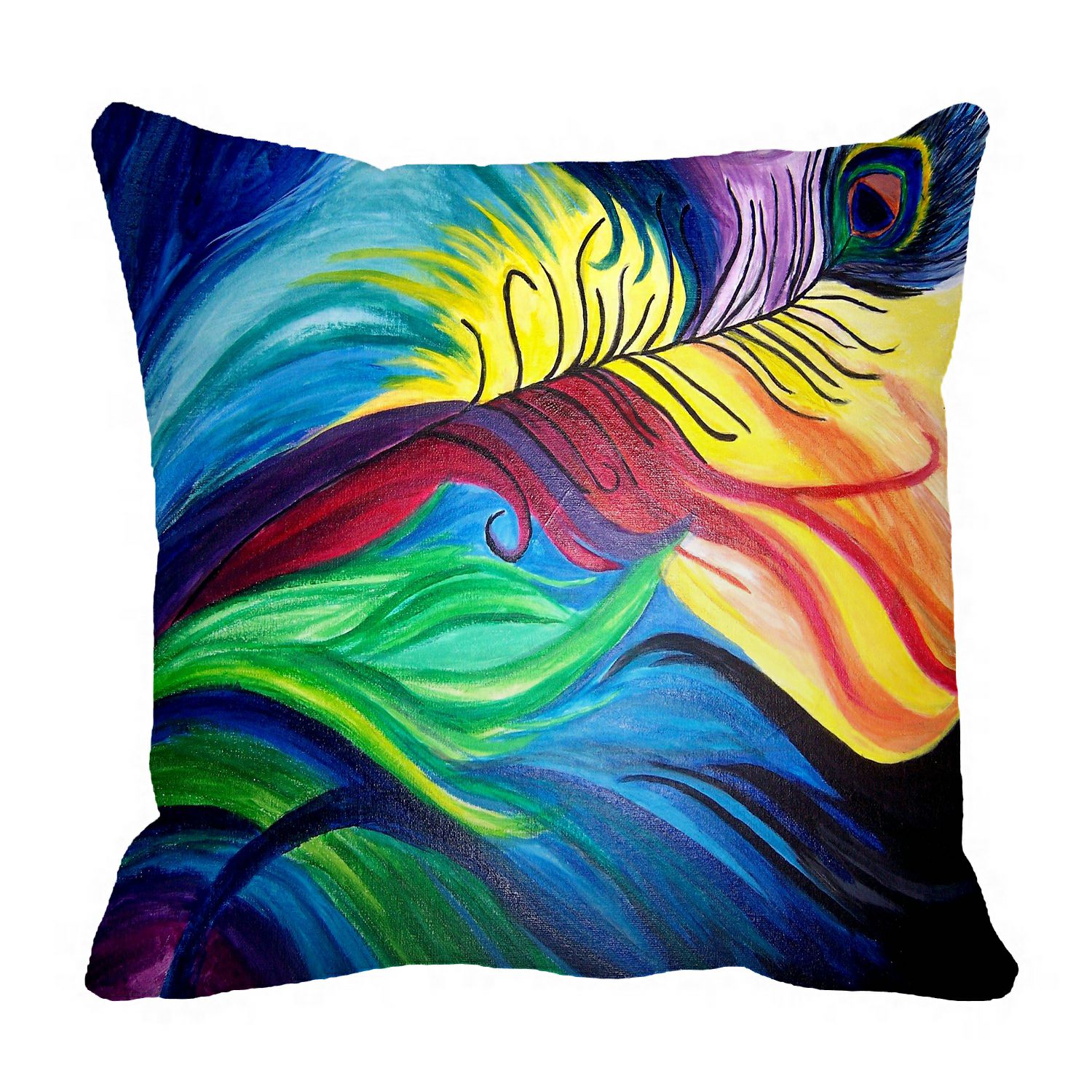 ZKGK Peacock Feathers Pillowcase Home Decor Pillow Cover Case Cushion Two Sides 18x18 Inches