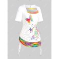 thumbnail image 2 of Camiseta Suelta de Talla Extra de Estampado de Mariposa Rosegal  Camisetas tallas grandes, 2 of 5