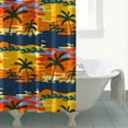 thumbnail image 4 of Hawaii Palm Tree Beach Shower Curtain 72x72, Vibrant Ocean Sunset Design, Quick-Drying Polyester with Hooks for Tropical Bathrooms, 4 of 5