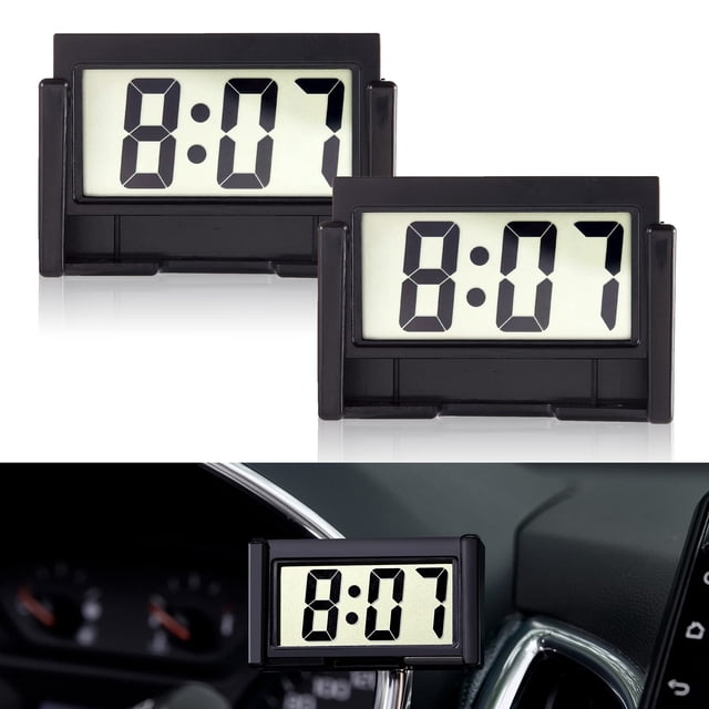 Reloj de salpicadero de coche KANBIT, pequeño, digital, funciona con pilas