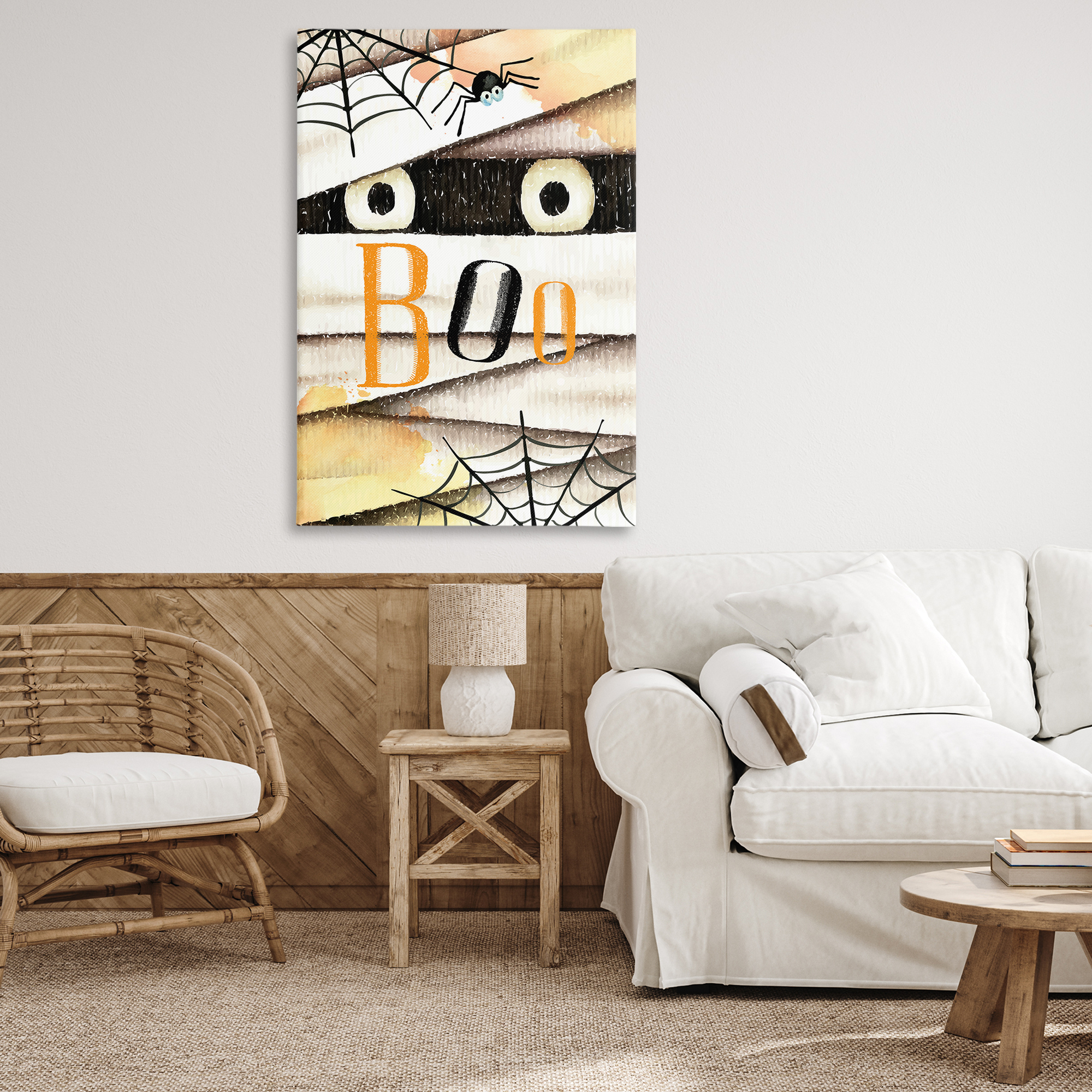 Stupell Industries Spooky Peeking Eyes Typography Painting Gallery Wrapped Canvas Art Print Wall Art, 30 x 45