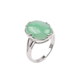 thumbnail image 2 of Bling Jewelry Womens Fleur-de-Lis Setting Green Jade Oval Statement Ring .925 Sterling Silver, 2 of 4