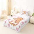 thumbnail image 5 of Erosebridal Cute Capybara Unicorn Twin Sheet Sets,Pink Bowknot Kawaii Floral Bedding For Girls Kids 3-Piece, 5 of 6