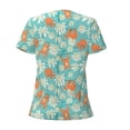 thumbnail image 6 of Zufioo Cute Sloth on Floral Tree for Women's Deep V-neck Short-sleeved T-shirt, Top with Short Sleeves - with Stainless Steel Buckle, Moisture Wicking, Ideal Home Wear-Large, 6 of 9