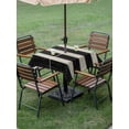 thumbnail image 4 of Outdoor Tablecloths with Umbrella Hole & Zipper, Black White Striped 54x54 Inch Square Tablecloths, Farmhouse Vintage Shabby Chic Wood Grain Waterproof Table Cloth, Patio/Pool/Picnic Table Covers, 4 of 8