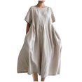 thumbnail image 1 of HomeGardon Liquidation! Robes d'Été pour Femmes 2025, Robes d'Été pour Femmes, Robe Unie Décontractée d'Été pour Femmes à Col Rond et Manches Courtes, P-XXXXXL, 1 of 4