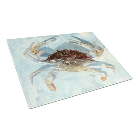 

Caroline s Treasures Blue Crab Glass Cutting Board Large