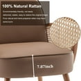 thumbnail image 2 of Apeaka Accent Chair ,Arm Chair with Rattan Armest and Solid Wooden Legs Upholstered Mid Century Modern Chair for Living Room Bedroom Faux Leather Reading Chairs Rattan Chair Side Chair, 2 of 7