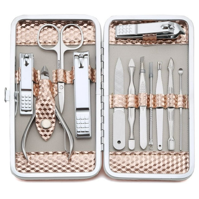 DAMAIE Pedicure Kit, Nail Clippers, Professional Grooming Kit, Nail Tools for Men and Women (12 In 1 Tyrant Gold)