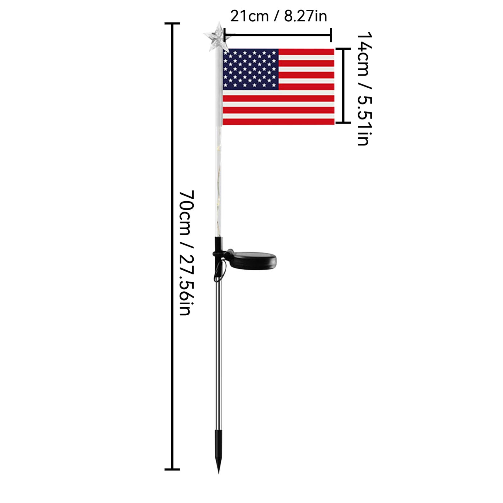 1 Pack American Flag Solar Lights Outdoor, 4th of July Decorations Red White and Blue Star Lights, Waterproof Solar Patriotic Lights for 250th Anniversary Independence Memorial Day Garden Yard