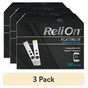 (3 pack) ReliOn Platinum Blood Glucose Test Strips, 100 Count – Diabetes Test Strips, for ReliOn Platinum Meters
