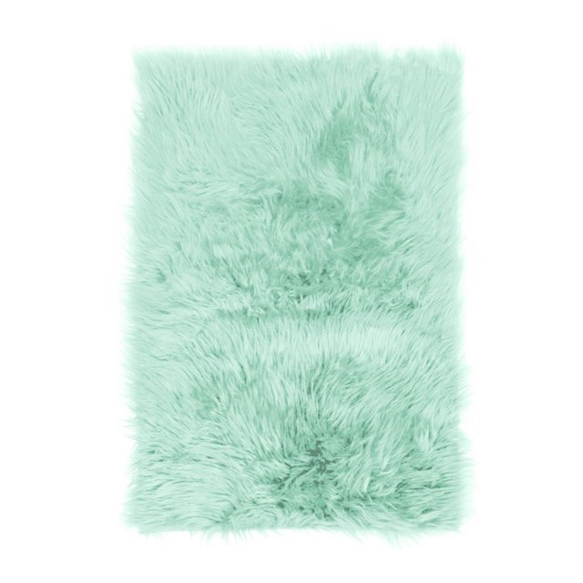 Super Area Rugs Plush 6 by 9 Ft Faux Sheepskin Fur Shag Rug, Mint Green
