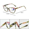 thumbnail image 3 of Women Candy Color Butterfly Floral Reading Glasses, Ladies Cat Eye Blue Light Blocking Spring Hinge Readers +2.00, 3 of 3