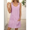 thumbnail image 5 of Summer Dress for Women Sleeveless Tank Dress with Pockets Casual Short A Line Dress Crewneck Sundress 2025 Pink S, 5 of 7