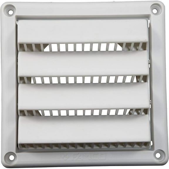 Plastic Wall Vent with Fixed Louvers | 6 Inch | White