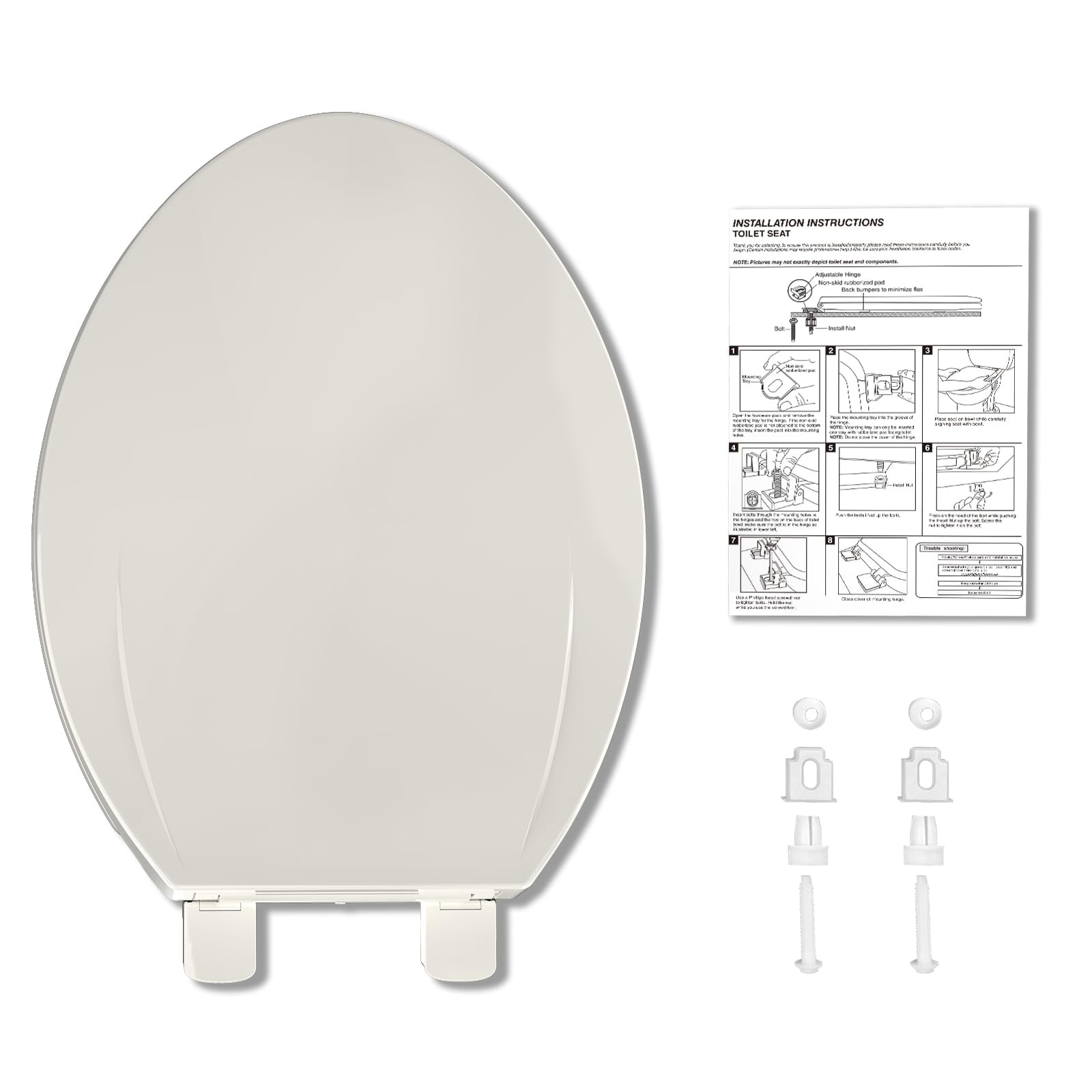 Toilet Seat, Soft Close Toilet Seat Quiet Lid, Quick-Release Hinges and Quick-Attach Hardware, Apartment Essentials, for Easy Clean and Stain-Resistant
