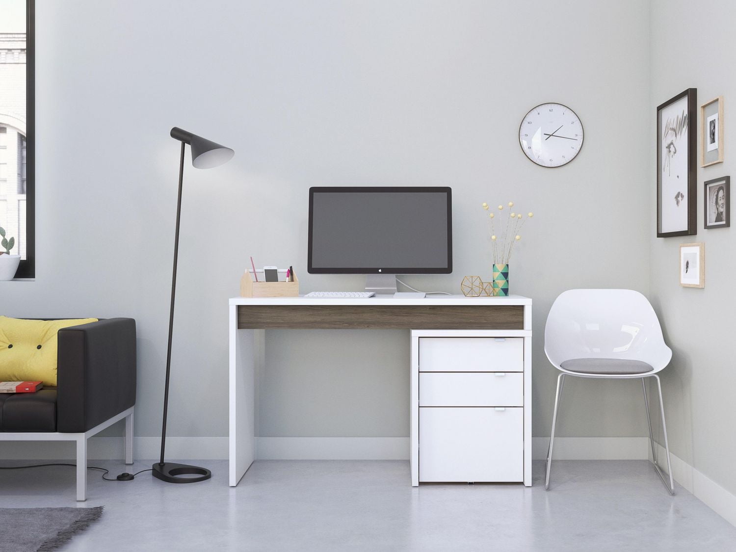 Nexera ensemble de bureau 2 pièces Chrono, Gris écorce et Blanc