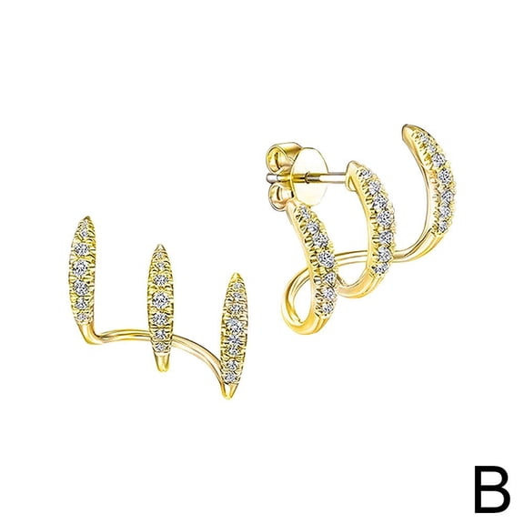 Three-Layer Curved Earrings for Women,Fashion Exquisite Earrings,Exquisite Diamond Inlaid Earrings Jewelry Gifts for Wife Friends N6A5