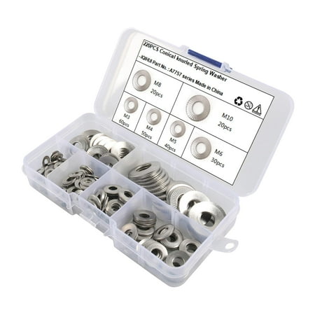 

220Pcs Stainless Steel Serrated Conical Spring Washer Conical Knurled Spring Washer for Industrial and Mechanical