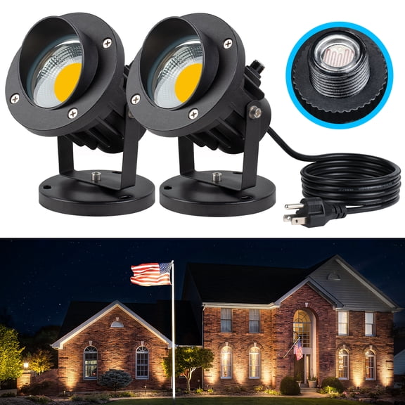 SUNVIE 20W Outdoor Spotlight with Photocell Sensor, Dusk to Dawn LED Landscape Light, Waterproof 120V 2000LM 3000K Lighting for Yard Flag Tree Garden