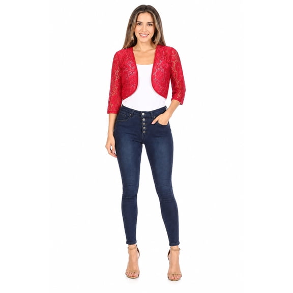Women's Casual Lace Crochet Bolero Open Front Cardigan
