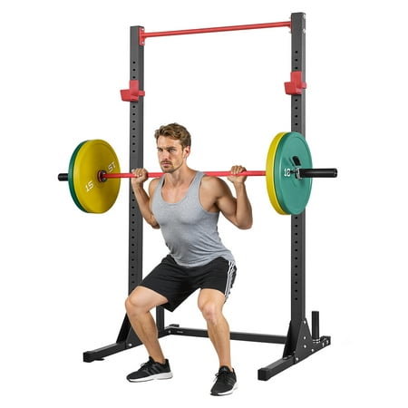 VEVOR Power Cage Squat Rack, Multifunctional Power Rack Bench Press Equipment with 28-Level Adjustable J-Hooks, 800LBS Strength Training Workout Home Gym for Barbell Squats, Pull-Up, Weight Lifting