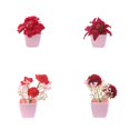 thumbnail image 3 of deevoka 4 Pieces Artificial Flowers Potted Fake Potted Plants for Housewarming Shelf Red, 3 of 9