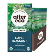 Alter Eco | Chocolate Bars | Pure Dark Cocoa, Fair Trade, Organic, Non-GMO, Gluten Free (12-Pack Super Blackout)