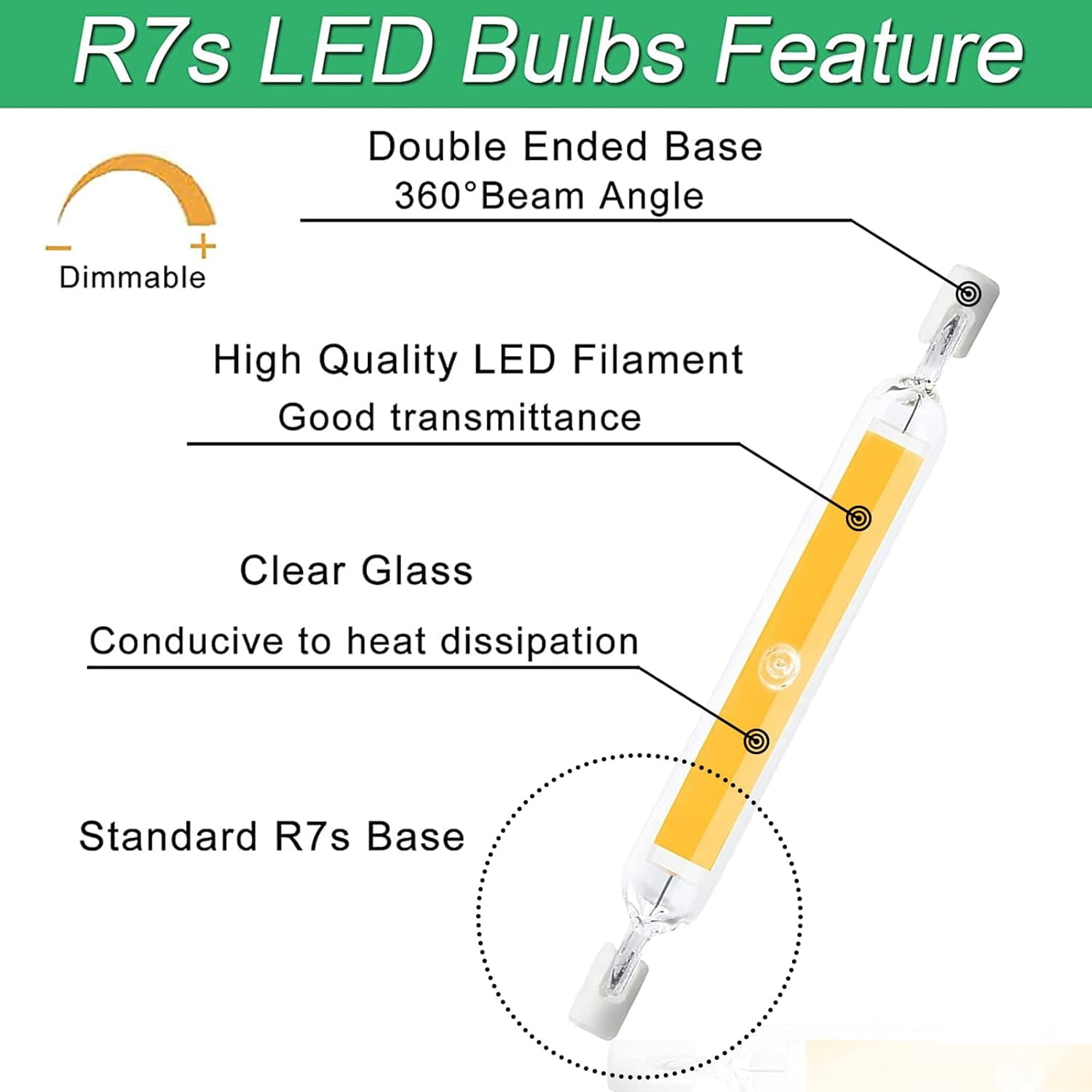 9 Pack 10W 78mm R7S LED Light Bulbs, Double Ended R7S LED Bulb 78mm 100W Halogen Bulb Replacement T3 Base, 360° Beam Angle Work Bulbs for Garage Work Light Reading Floodlight,Natural White 4000k