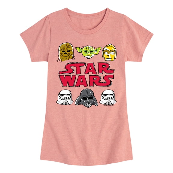 Star Wars - Sw Logo Doodle - Youth Girls Fitted Short Sleeve T-Shirt