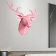 thumbnail image 4 of Cabeza de ciervo con astas colgantes, animal geométrico, montaje en pared, arte de pared, accesorios de arte Rosado, 4 of 8