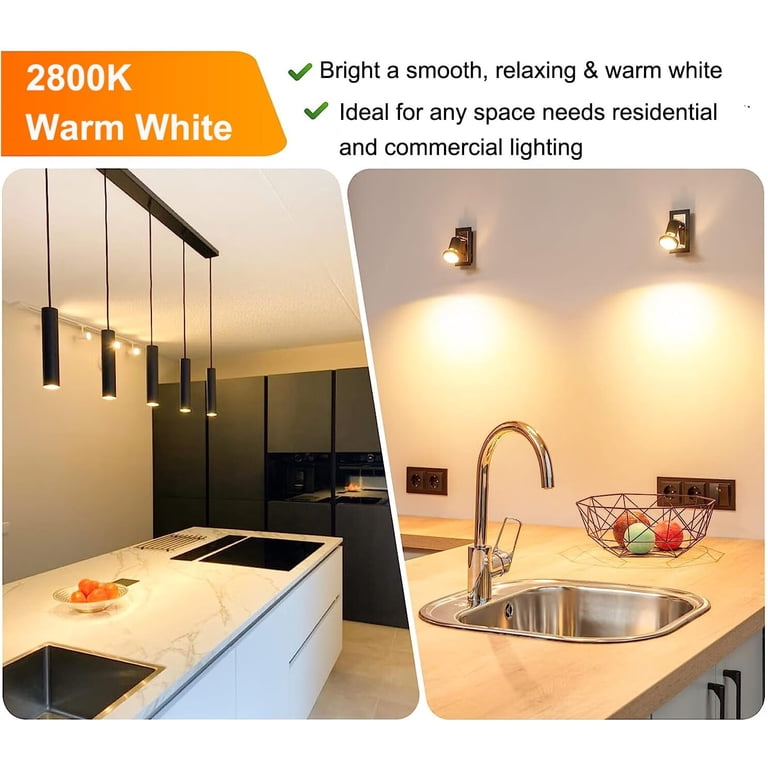 Jeanmsa 6 Pack GU10 Halogen Bulb, 120V 50W, Dimmable, 2800K Warm White, 700 Lumens, CRI99+, 3000H Lifespan, For Track & Recessed Lighting