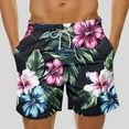 thumbnail image 5 of OGLCCG Swim Trunks for Men Hawaiian Floral Print Drawstring Elastic Waist Swim Shorts with Pockets Casual Summer Beach Shorts, 5 of 5