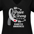 thumbnail image 4 of Inktastic Diabetes Awareness Brave and Strong Women's Plus Size V-Neck T-Shirt, 4 of 5