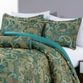 thumbnail image 6 of Chezmoi Collection Adelle 7-Piece Teal Paisley Jacquard Comforter Set, California King, 6 of 6