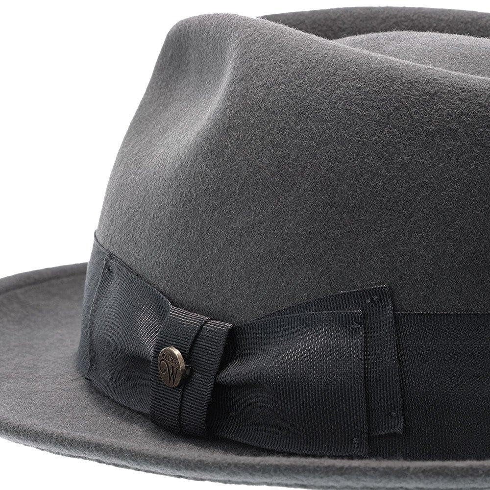 Walrus Hats Compass Grey  Diamond Crown Fedora – 100% Australian Wool Felt Hat with Grosgrain Band & Walrus Logo Pin – Stylish Unisex Fedora
