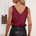thumbnail image 5 of Inglocry Silk Satin Tank Tops for Women V Neck Summer Tops Sleeveless Camisole Business Casual Tops Work Blouses 2026 Wine XL, 5 of 7