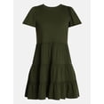 thumbnail image 6 of Time and Tru Women's and Women’s Plus Cotton Swing Dress with Short Sleeves, Sizes XS-4X, 6 of 6