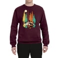thumbnail image 2 of Trippy California Redwoods Forest Fox Silhouette | Mens Fashion Crewneck Graphic Sweatshirt, Maroon, Small, 2 of 4