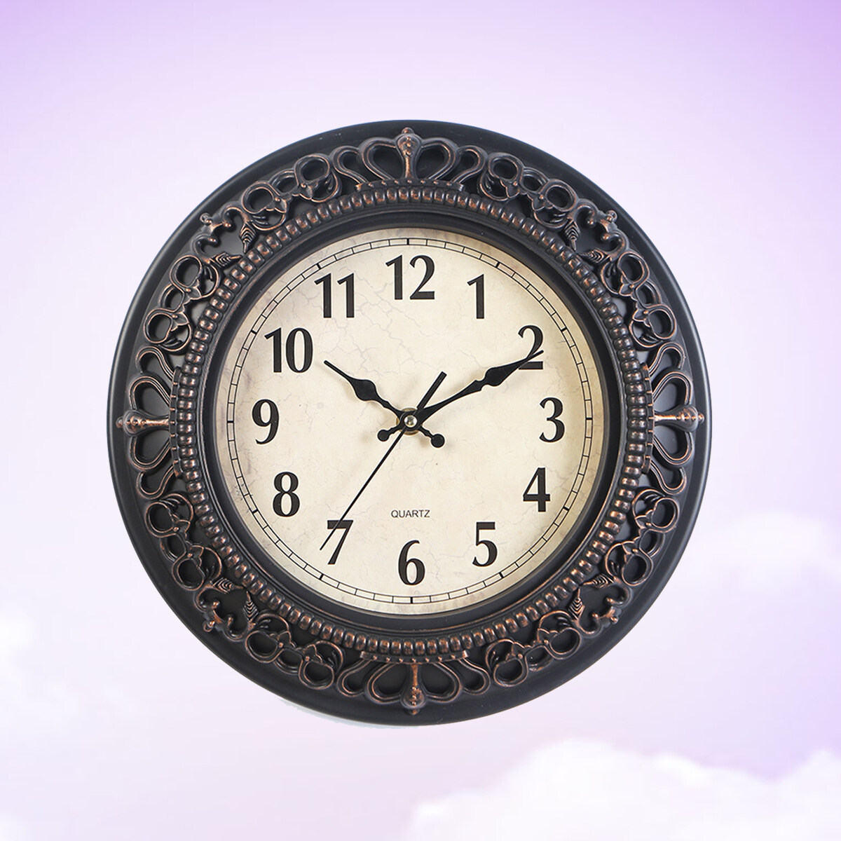 Vintage Dial Clock European Round Carved Silent Clock 3D Large Decorative Wall Clock for Living Room Bedroom Kitchen(Bronze)