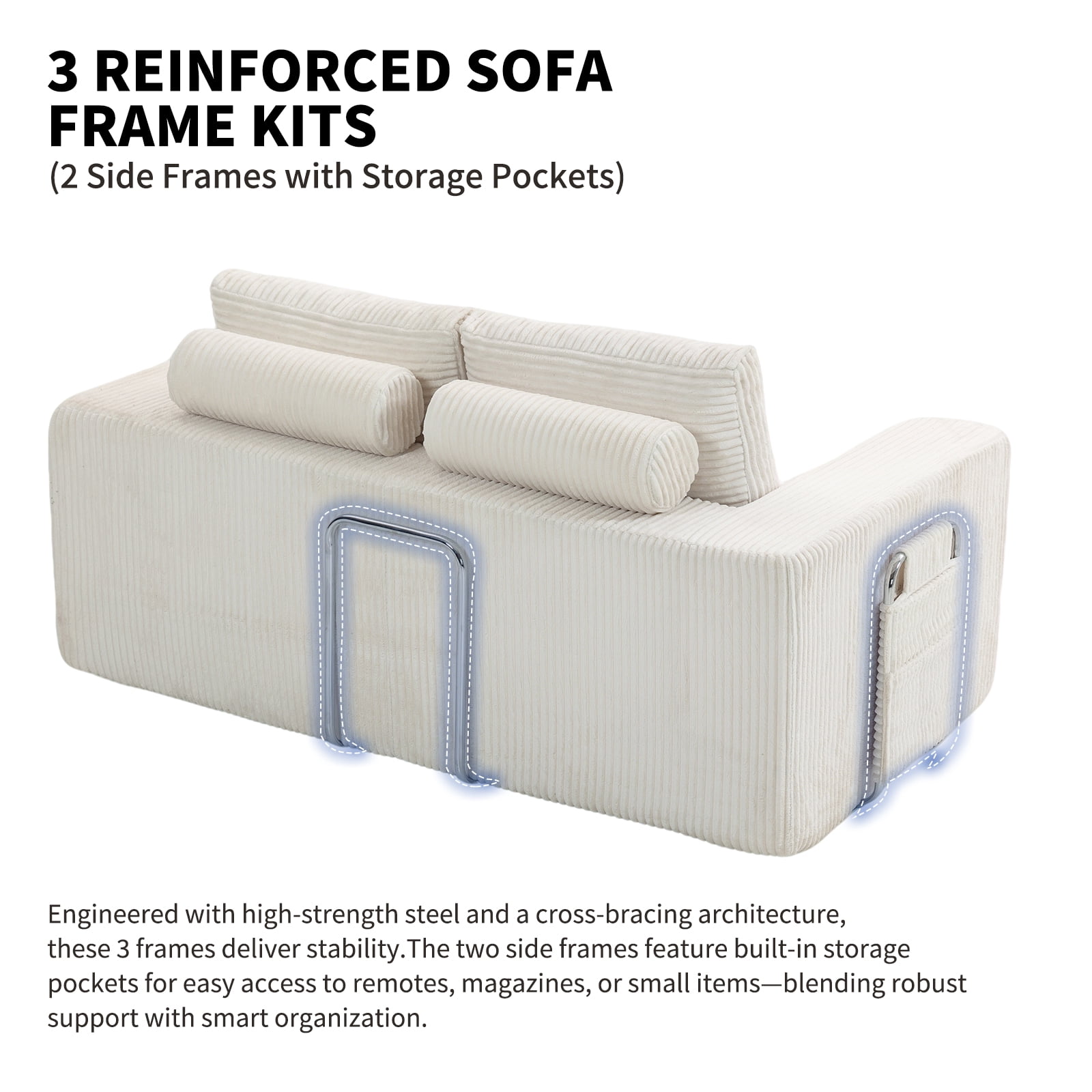 69 Inches Convertible Sofa Bed Boneless 2 Seats Loveseat Sleeper Sofa 2 Seater Small Couch 3-in-1 Folding Sofa Floor Sofa with Deep Seat No Assemble Required Beige