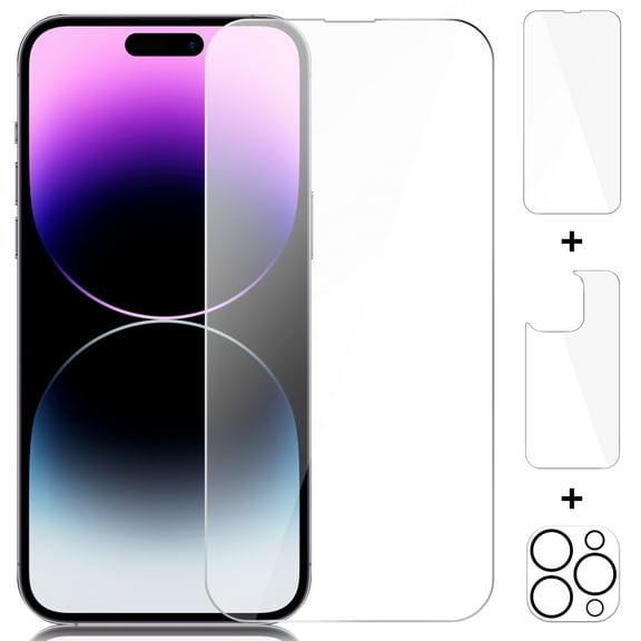 Beeyoka 3 Pack Screen Protector for iPhone 14 Pro, iPhone 14 Pro Front and Back Screen Protector,iPhone 14 Pro Camera Protector Anti-Fingerprint/Scratch for iPhone 14 Pro (6.1 inch)
