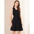 thumbnail image 2 of Vestido sin mangas con cuello En V Allegra K botones a media pierna verano para mujer Negro M, 2 of 6