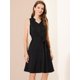 thumbnail image 2 of Vestido sin mangas con cuello En V Allegra K botones a media pierna verano para mujer Negro M, 2 of 6