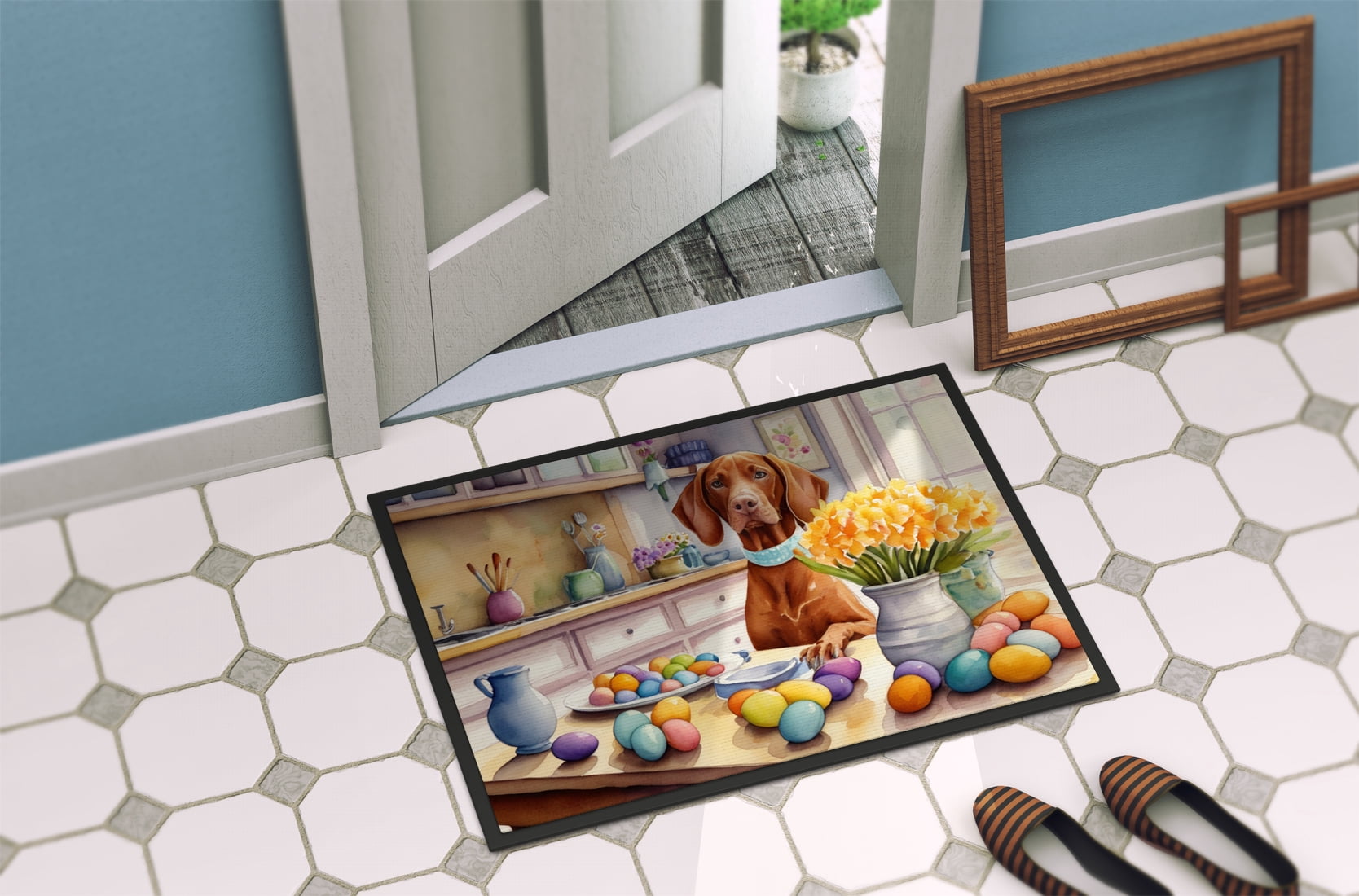 Decorating Easter Vizsla Doormat 36 in x 24 in