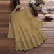 thumbnail image 5 of Camisas para adolescentes,Blusa vintage de encaje con patchwork, top de manga tres cuartos con cuello en V, camiseta de lino con detalle de lazo informal, tops de moda para mujer, sopatenor, 5 of 9