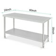 thumbnail image 2 of COZONY Stainless Steel Worktable without Casters, 60 * 24 * 35", Heavy-Duty Metal Table Cart without Backsplash, Commercial Workstation for Restaurants, Homes, and Hotels, Silver, 2 of 8