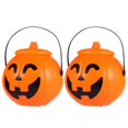thumbnail image 3 of Pumpkin Plastic Bucket Halloween Decorations For Haunted Houses Lighting And Storage 2Set, 3 of 5