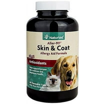 NaturVet ALLER-911 Pet Skin & Coat Chewable Tabs Allergy Aid Dogs & Cats 60ct